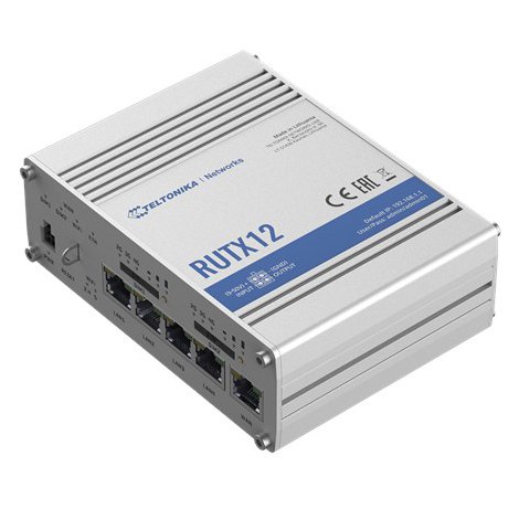 Teltonika RUTX12 - wireless router - WWAN - Bluetooth, Wi-Fi 5 - desktop | 5-port switch | 2.4 GHz / 5 GHz
